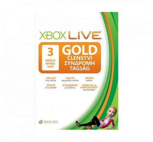Microsoft Xbox 360 Live 3 měsíce Gold Card CS/EL/HU