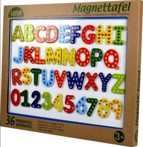 LENA Magnetická tabule dřevěná, písmena a číslice