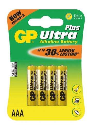 GP AAA Ultra Plus, alkalická - 4 ks