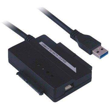 QCP konvertor - redukce USB 3.0 na IDE 40/44 pinů a SATA, pro 2.5" i 3.5" zařízení, AC adaptér