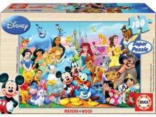 Educa Dřevěné puzzle Disney báječný svět, 100 dílků