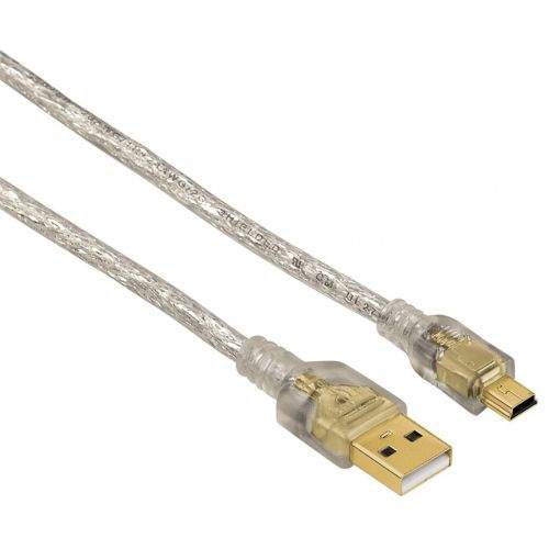 HAMA USB 2.0 kabel, typ A - mini B, 1.8m, transparentní, blistr