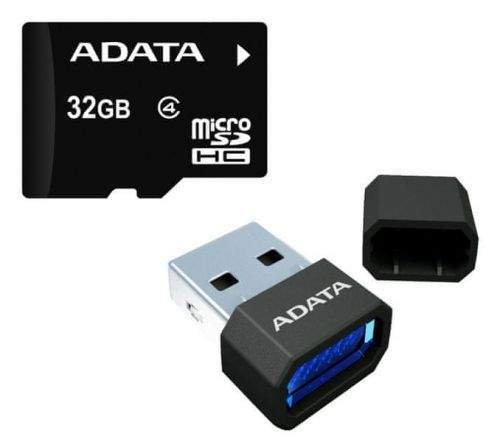 A-DATA Micro Secure Digital (SDHC) 32GB (Class 4) + USB Card - AUSDH32GCL4-RM3BKBL