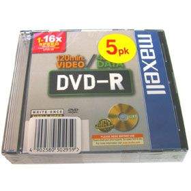 MAXELL DVD-R 4,7 16x 5PK indiv SLIMvč.AP