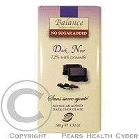 HEALTH LINK Balance 72% hořká čokoláda s kakaovými boby bez cukru 100g