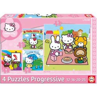 Educa Puzzle Hello Kitty, čtyři motivy, 12,16,20,25 dílk