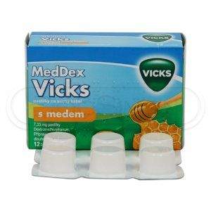 VICKS MedDex pastilky na suchý kašel s medem 12 pastilek