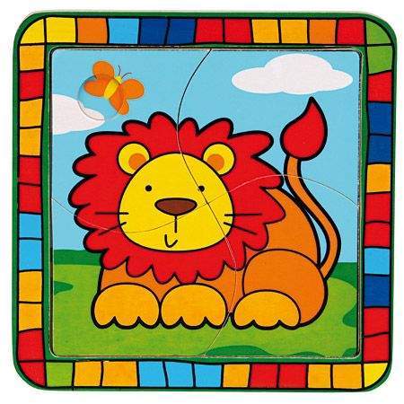 Bino Dřevěné hračky - Vkládací puzzle lev