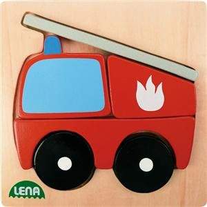 LENA Dřevěné puzzle hasič 32081