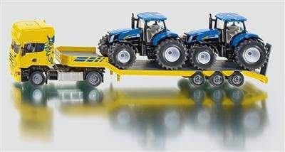 SIKU Farmer - Scania s přívěsem a 2 traktory New Holland T7070