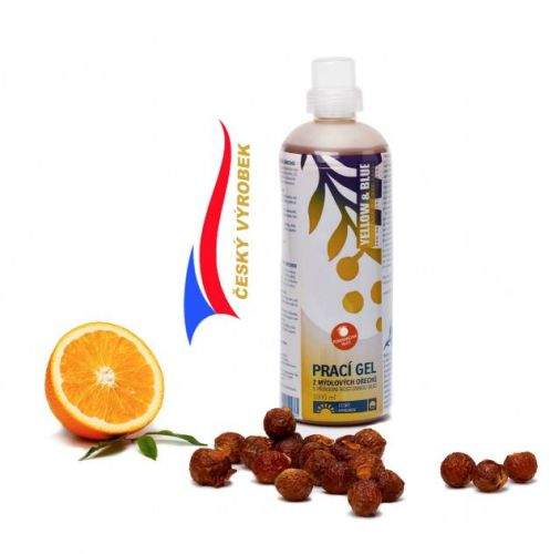 Yellow & Blue Prací gel z mýdlových ořechů s pomerančovou silicí 1 l
