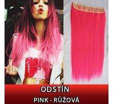 Clip in vlasy - 60 cm dlouhý pás vlasů - růžová PINK SVĚTOVÉ ZBOŽÍ