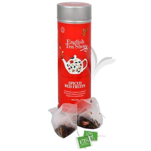 English Tea Shop Čaj kořeněné červené ovoce - plechovka s 15 bioodbouratelnými pyramidkami