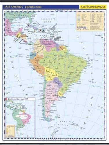 Kartografie PRAHA, a. s. Jižní Amerika -školní- politická - nástěnná mapa - 1:10 000 ...
