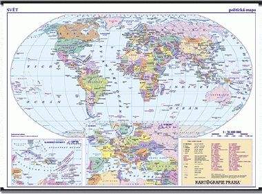 Kartografie PRAHA, a. s. Svět - nástěnná politická mapa - 1 : 28 000 000