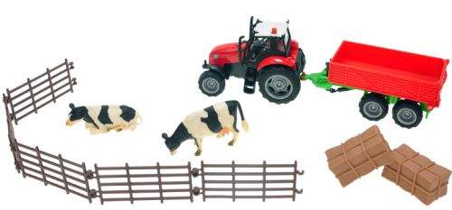 Mikro hračky Sada farma traktor s vlekem a doplňky