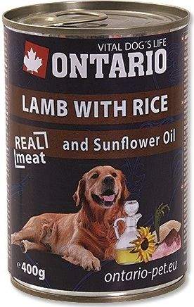 ONTARIO konzerva Lamb, Rice, Sunflower Oil 400 g