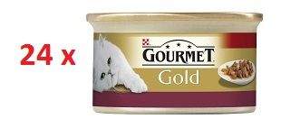 Gourmet Gold konzerva kousky masa ve šťávě s kuřecím masem a játry 24x85 g