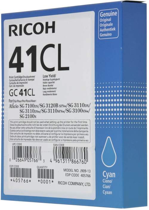 Ricoh GC41CL azurová