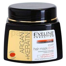 Eveline Cosmetics Argan + Keratin maska 8v1 Comprehensive Restoration + Colour Protection (Coloured, Highligted and Damaged Hair) 500 ml