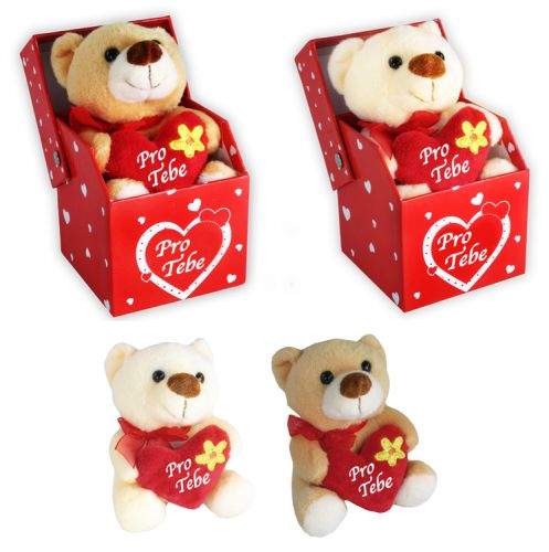 Rappa plyšový medvěd se srdcem v krabičce 10 cm