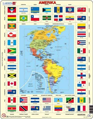 Larsen Výukové puzzle Mapa Ameriky 23104