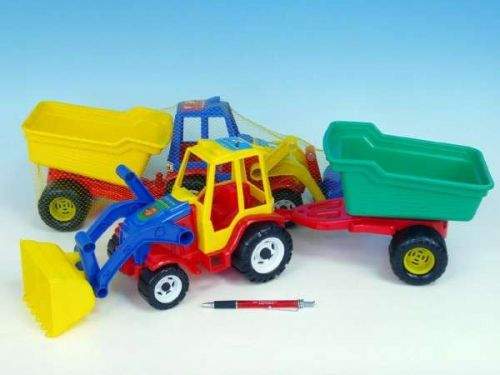 Teddies 56220001 Traktor s vlekem a radlicí plast 64 cm