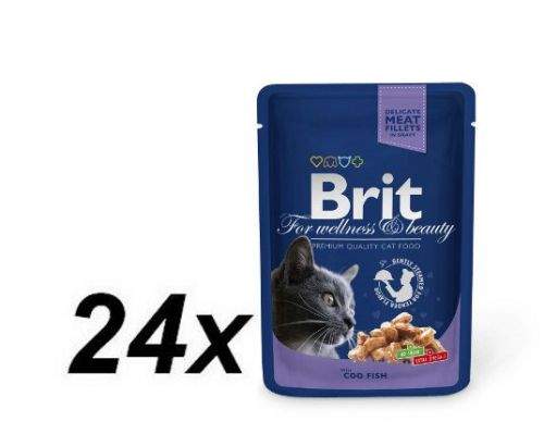 Brit Premium Cat Pouches with Cod Fish 24 x 100 g