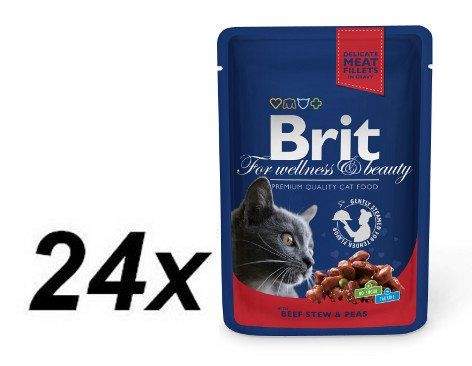 Brit Premium Cat Pouches with Beef Stew & Peas 24 x 100 g