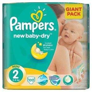Pampers New Baby-dry Mini velikost 2 100 ks