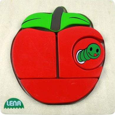 LENA Dřevěné puzzle jablko 4 díly