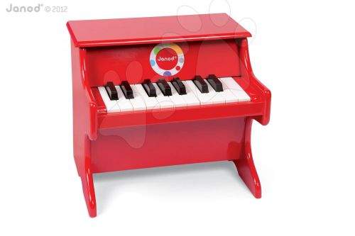 JANOD Dřevěný klavír CONFETTI RED PIANO se zvukem