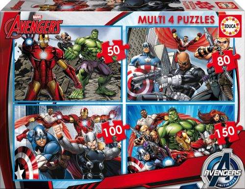 EDUCA Avengers obrázkové multi puzzle 50, 80, 100 a 150 dílků