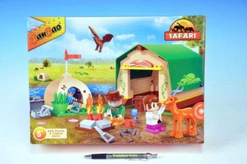 MIKRO TRADING Stavebnice BanBao Safari Stan s tábořištěm + 3 figurky