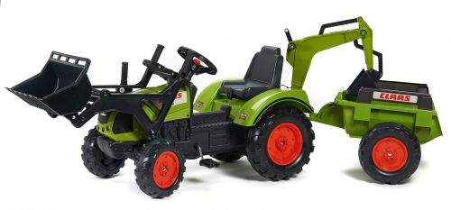 FALK Šlapací traktor 2070 Claas Arion 430 s nakladačem, rypadlem a vlečkou