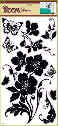 Anděl Přerov Samolepka Room Decor černá květina s motýli 69x30 cm