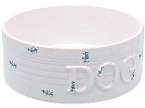 DOG FANTASY keramická miska bílá modré body 20,5 cm