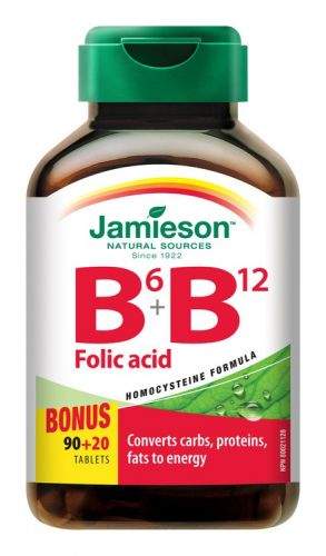 JAMIESON Vitamíny B6,B12 + kyselina listová 110 tablet
