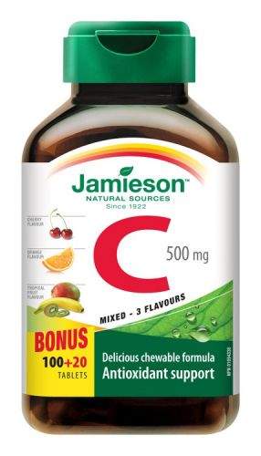 JAMIESON Vitamín C 500 mg mix 3 ovocných příchutí 120 tablet