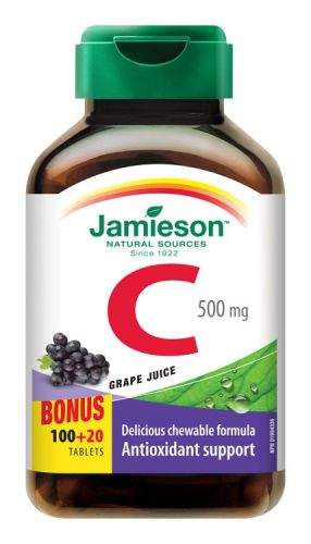JAMIESON Vitamín C 500 mg na cucání s příchutí hrozna 120 tablet