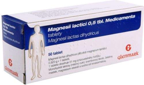 Magnesii lactici 0,5 tbl Medicamenta 50 tablet