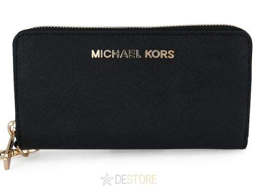 Michael Kors Jet Set Black Leather Multi-Function Phone Case
