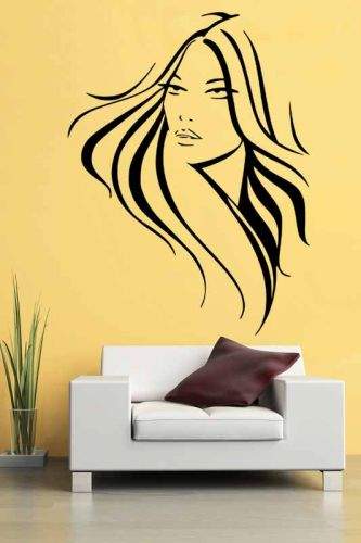 Shopnisi Samolepka na zeď Žena s dlouhými vlasy
