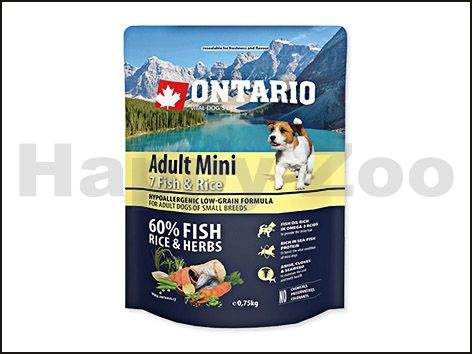 ONTARIO Adult Mini 7 Fish & Rice 0,75 kg