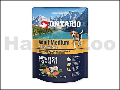 ONTARIO Adult Medium 7 Fish & Rice 0,75 kg