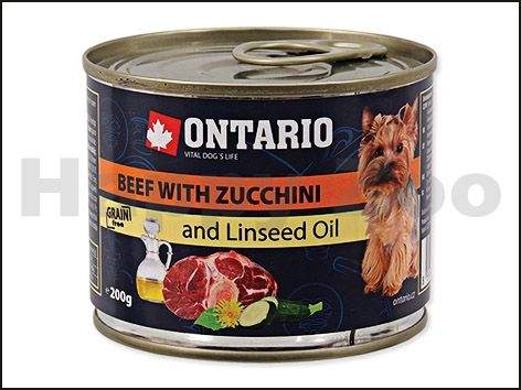 ONTARIO Konzerva Dog Adult Mini Beef with Zucchini & Linseed Oil 200 g