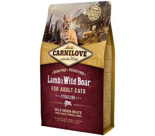 CARNILOVE Cat Lamb & Wild Boar for Adult Cats Sterilised 2 kg