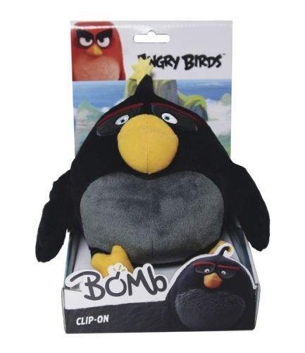ADC Blackfire Angry Birds plyšová hračka Bomb s přívěškem 14 cm