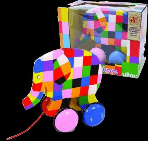 VILAC Dřevěný tahací barevný slon Elmer
