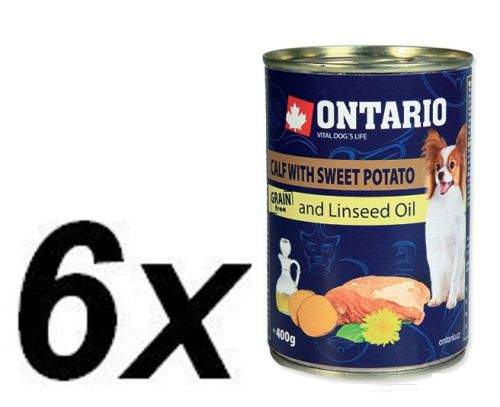 Ontario Konzerva Mini Calf, Sweetpotato, Dandelion and linseed oil 6 x 400 g